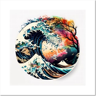 Trippy great wave Posters and Art